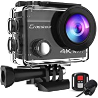 Crosstour CT8500 Cámara Deportiva 4K Wi-Fi 20MP (Cámara de Accion Acuatica de 40M con Micrófono Externo y Control Remoto…